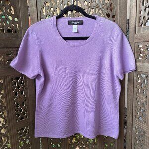 Jones New York Women's Purple Cashmere Short Sleeve Top Large